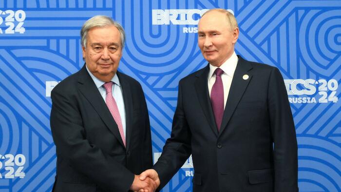 NextImg:Zelensky Outraged Over UN Chief Getting Chummy With Putin At BRICS
