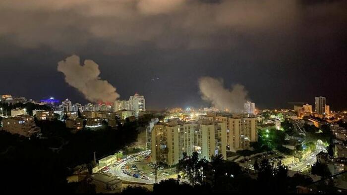 NextImg:Watch: Hezbollah Unleashes Massive Missile Strikes On Israel's Haifa