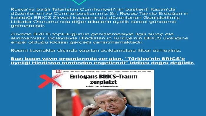 NextImg:Turkiye Debunked Bild's Fake News About India Reportedly Vetoing Its BRICS Membership Request