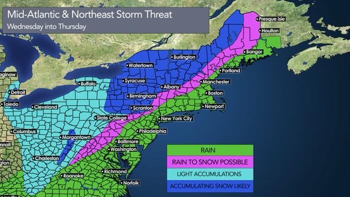 NextImg:"Sharp Polar Blast" & Eastern Tracking Storm Could Bring More Lake-Effect Snow For Northeast