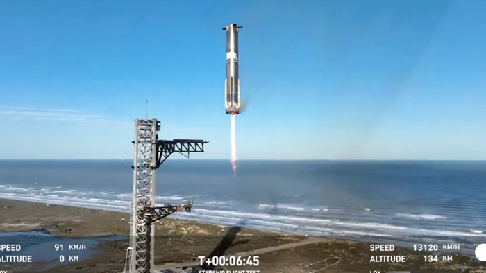 NextImg:Watch: SpaceX Catches Starship Booster With 'Chopsticks' For Second Time