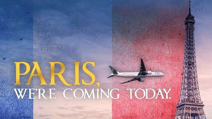 NextImg:Pakistan Airline Ad Depicts Plane Flying Into Eiffel Tower