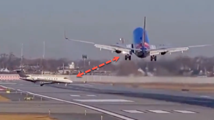 NextImg:Close Call: Dramatic Video Captures Southwest Jet's Near Collision With Flexjet Jet