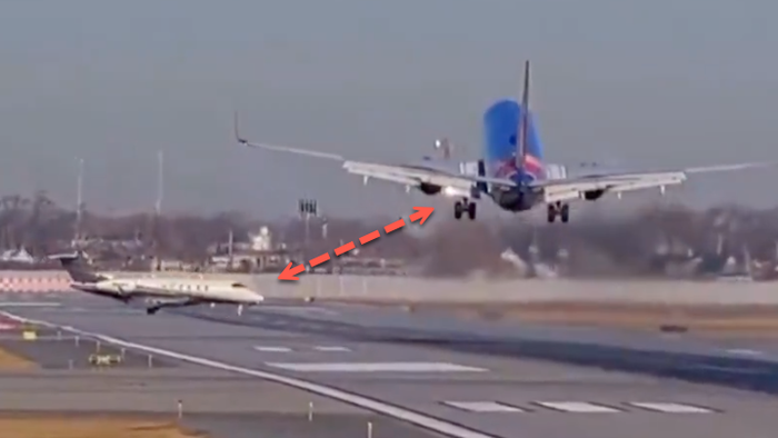 NextImg:Close Call: Dramatic Video Captures Southwest Jet's Near Collision With Flexjet Jet 