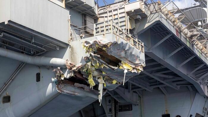NextImg:First Photo Of USS Truman Carrier Shows Extensive Damage After Collision With Tanker