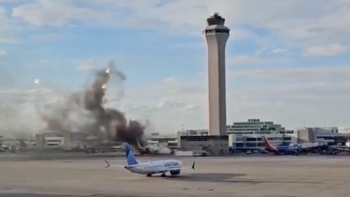 NextImg:American Airlines Jet Catches Fire At Denver Airport