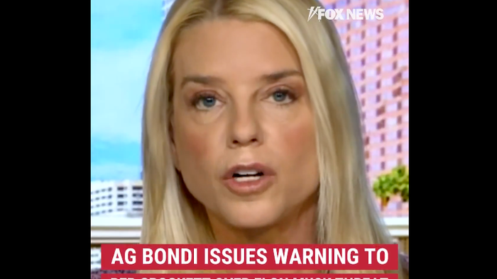 NextImg:"Tread Carefully": Pam Bondi Issues Warning To Unhinged Rep. Jasmine Crockett Over Musk "Takedown"