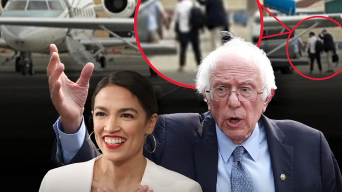 NextImg:Socialist AoC & Bernie Sanders Caught Using Private Jets On "Fighting Oligarchy" Tour