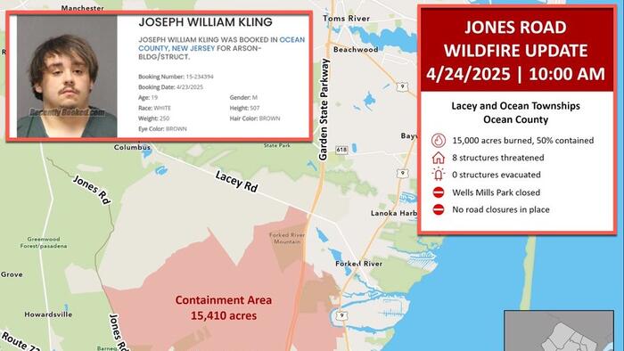 NextImg:19-Year-Old Arrested For Sparking Massive New Jersey Wildfire