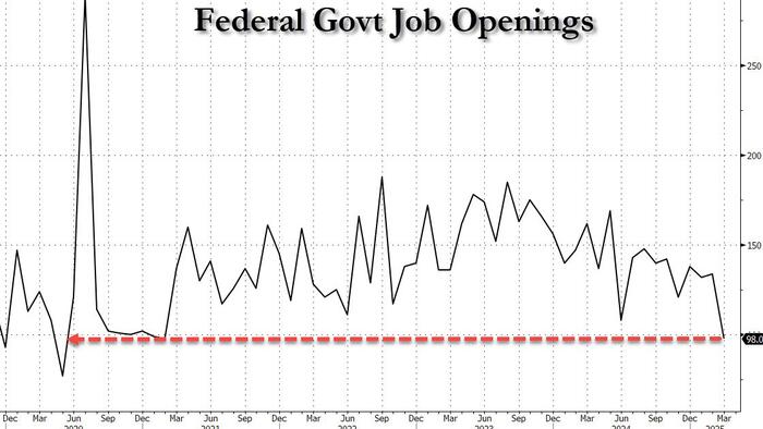 NextImg:Deep State JOLTED: Government Job Openings Plummet To 5 Year Low As Total Hires, Quits Jump
