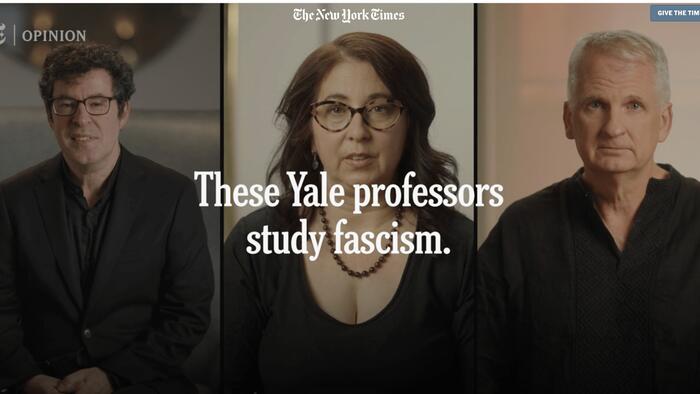 NextImg:"We Study Fascism...We're Leaving The US": NYTimes Runs Video Of Yale Profs Fleeing To Canada
