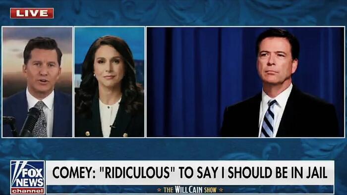 NextImg:Watch: Tulsi Gabbard Crushes Comey For Blaming '8647' Trump Threat On His Own Wife