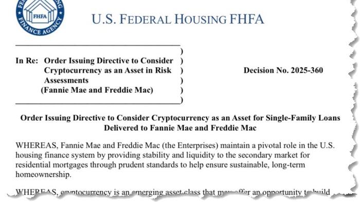 NextImg:In Historic Acceptance Of Crypto, FHFA Instructs Fannie, Freddie To Count Crypto Assets