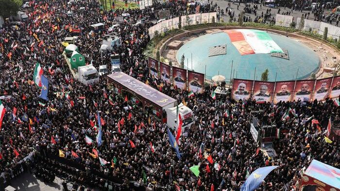 NextImg:Iran Holds Huge Public Funeral For Slain Military Commanders & Scientists