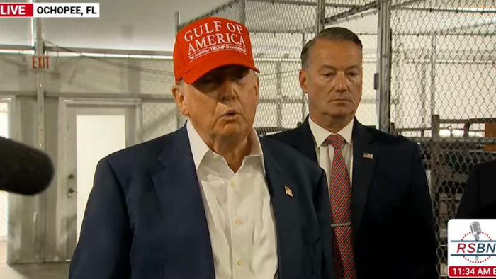 NextImg:Alligator Alcatraz Live: Trump Tours New Illegal Alien Deportation Camp In Florida Swamp