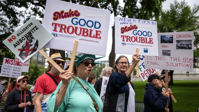 NextImg:National Anti-Trump "Good Trouble" Protests Fizzle With Little Fanfare 