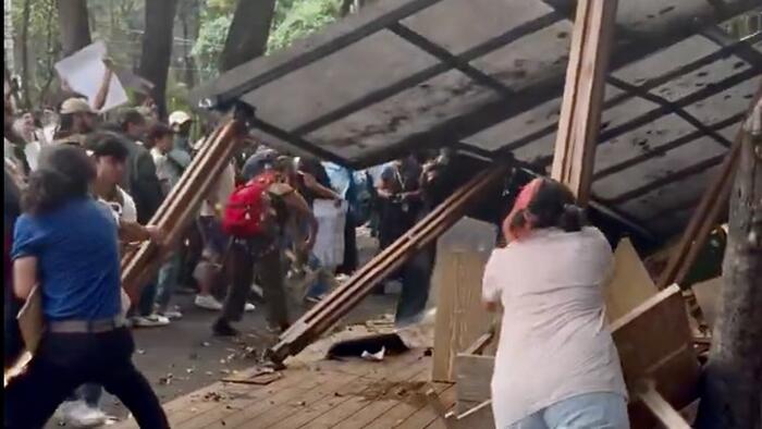 NextImg:Watch: Mexico City Protest Against American Ex-Pat 'Invasion' Turns Violent