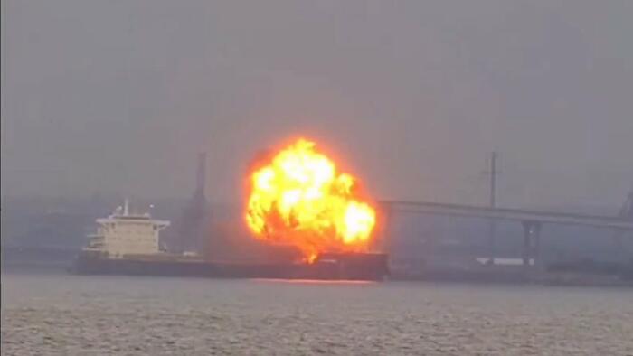 NextImg:Explosion Rocks Cargo Ship Departing Baltimore Harbor