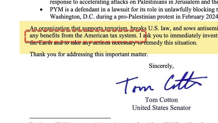 NextImg:Tom Cotton Targets Tax Status Of 'Terrorist-Supporting' Youth Movement