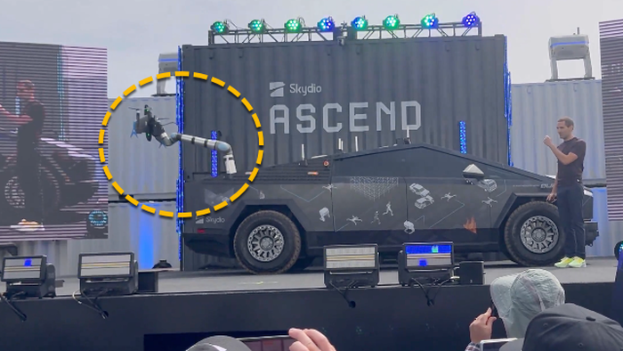 NextImg:Watch: Cybertruck Robot Arm Demonstrates Next-Gen Drone Launch