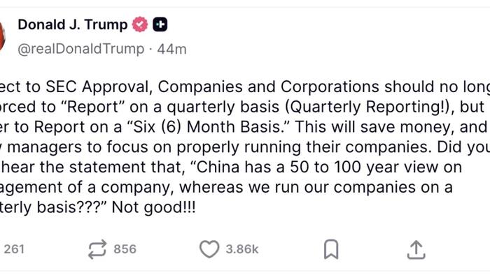 NextImg:President Trump Calls To End Quarterly Financial Reporting, Suggesting Semiannual Schedule Instead