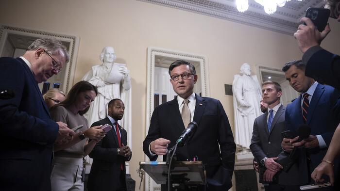 NextImg:Johnson, Thune, and Trump On Collision Course Over Approaching Shutdown