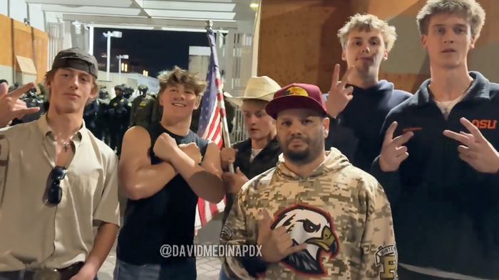NextImg:Watch: Enraged Young Conservatives Rally In Front Of Portland ICE, Chanting "USA" After Sortor Arrest