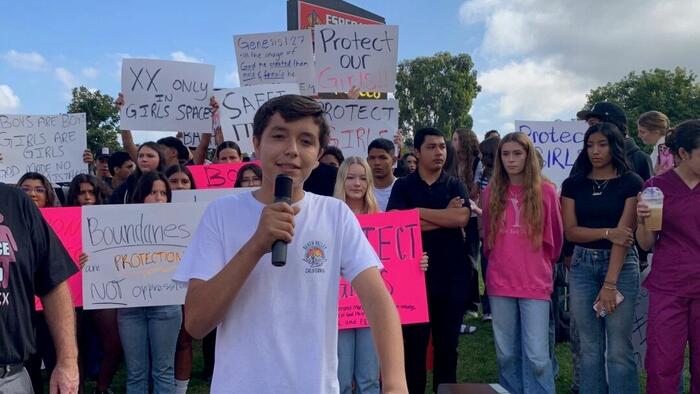 NextImg:Students Hold Walk-Out Protest Over California School Bathroom Policy