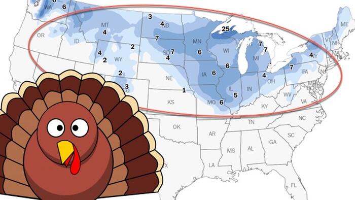 Thanksgiving Snow Depth Across America Could Be Most In Decade Thanksgiving Snow Depth Across America Could Be Most In Decade