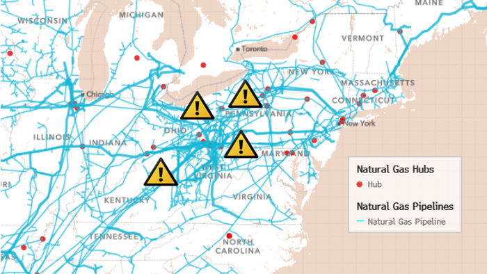 Appalachian NatGas Output Faces "Intense Losses" As Arctic Blast Drives Power Grid Risk Higher