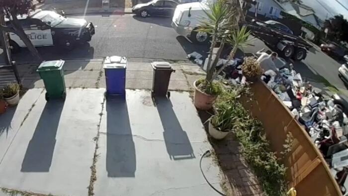 Unpaid Trash Company Empties Dumpster Rental Load On Customer's Front Lawn