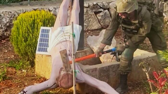 Israeli Soldiers In Lebanon Who Sledgehammered Statue Of Jesus Arrested As Bibi Does Damage Control