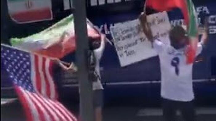Protests In Los Angeles As Iranian Soccer Team Arrives For 1st World Cup Match