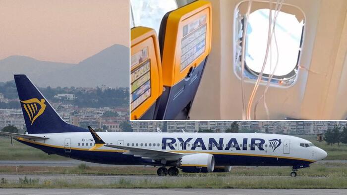 Ryanair flight returns to Greece after window shatters mid-air