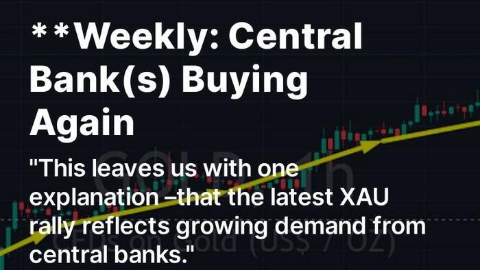 Gold Weekly: One Bank Notes 'Central Bank(s) Buying Strength Now' - Vimarsana News