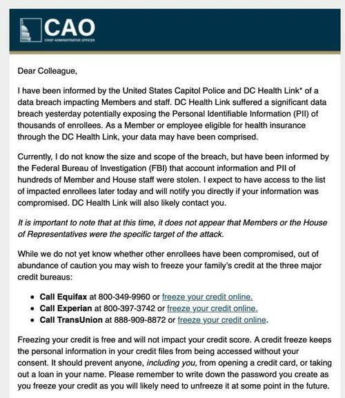 “Significant Data Breach” Hits Lawmakers On Capitol Hill