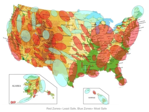 USA nuclear attack survival zones