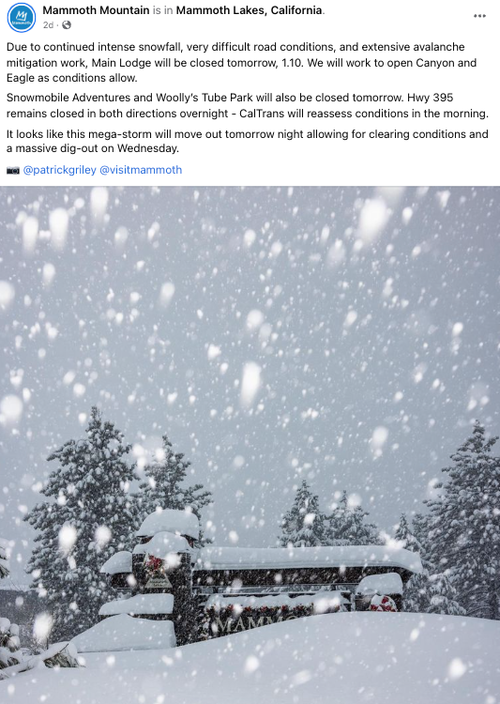 Mammoth Mountain Closes Because Of Too Much Snow