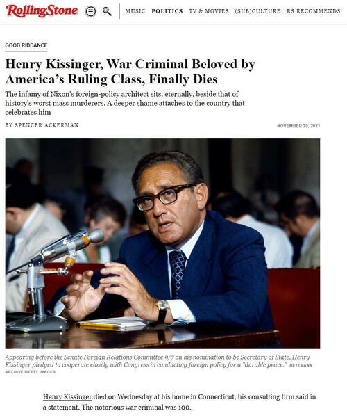 Breaking: New World Order Architect Henry Kissinger Dead At 100
