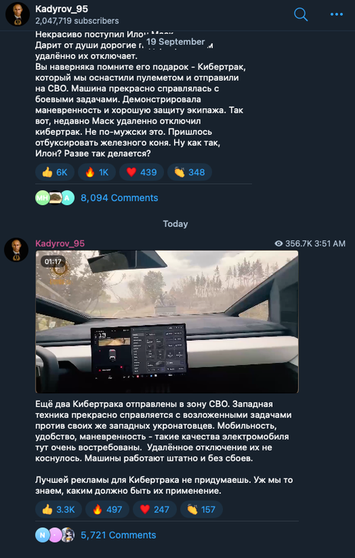 ”Elon Musk Did Something Ugly”: Chechen Warlord Infuriated After Cybertruck Remotely Disabled – Tyler Durden