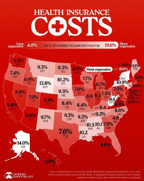 Visualizing Health Insurance As A Share Of Median Income By US State Visualizing Health Insurance As A Share Of Median Income By US State