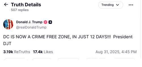 Trump Declares D.C. “Crime-Free Zone,” Urges Leftist Mayors To Join Him On Restoring Law & Order