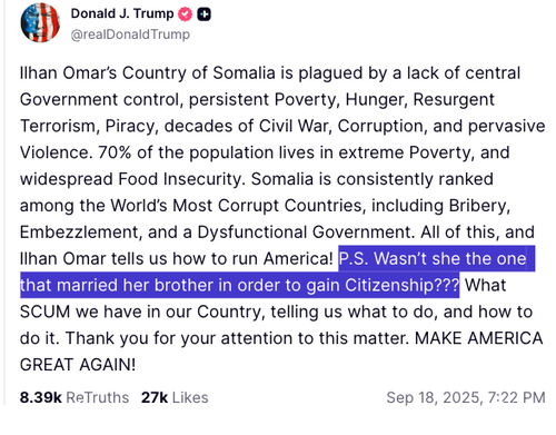 Trump Says Far-Left "Scum" Ilhan Omar Should Be Impeached, Claims She Married Her Brother For Citizenship thumbnail