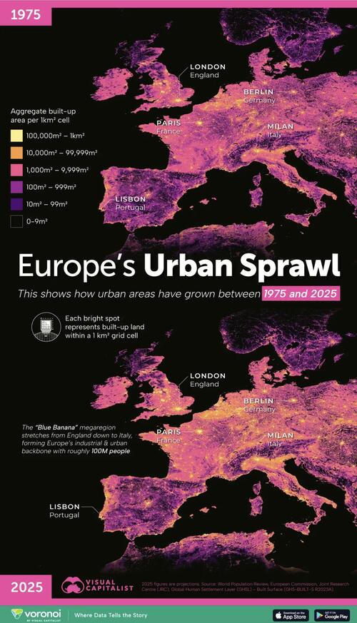 How Europe’s Cities Have Grown Since 1975