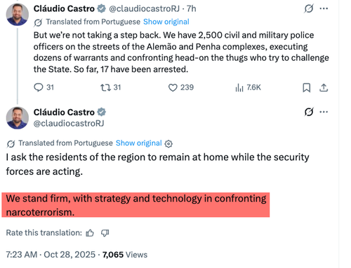 Rio De Janeiro’s Outskirts Erupt Into Chaos: Major Narcoterrorism Crackdown Turns Area Into Warzone Rio De Janeiro’s Outskirts Erupt Into Chaos: Major Narcoterrorism Crackdown Turns Area Into Warzone