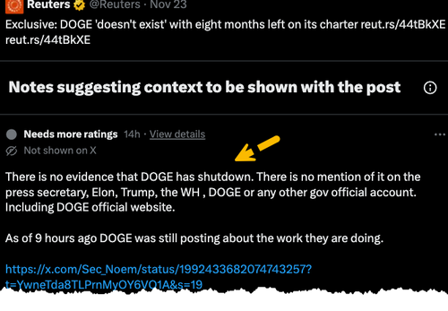 Reuters Wrecked Over DOGE Shutdown Story, Top Official Says Outlet “Spliced My Comments”