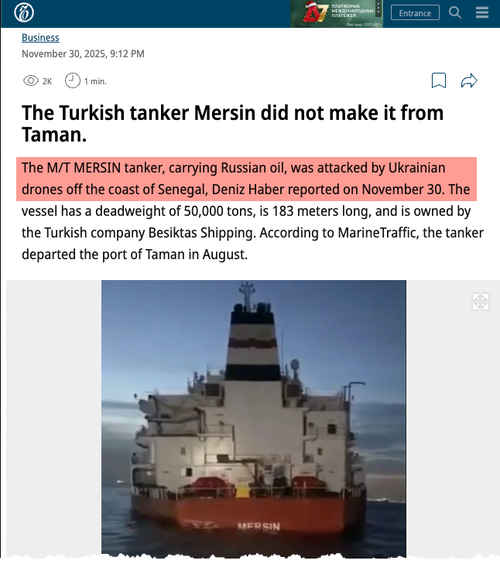 Moscow Paper Claims Ukrainian Drones Hit Russia-Linked Oil Tanker Off West Africa