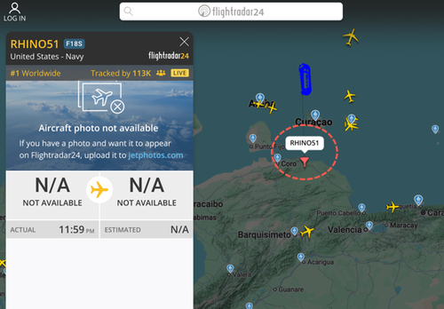 Flight Tracking Data Appears To Show US Fighter Jet Over Venezuelan Airspace