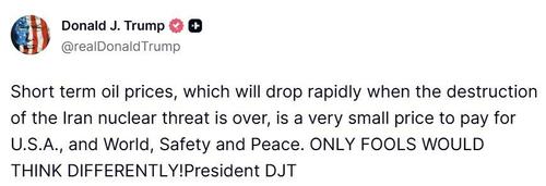 'Small Price To Pay': Trump Says Surging Oil Prices Will 'Drop Rapidly' Once Iran Nuke Threat Over