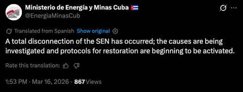 Cuba Suffers "Total Disconnection" Of Power Grid; Trump Says Deal With Havana 'Pretty Soon'